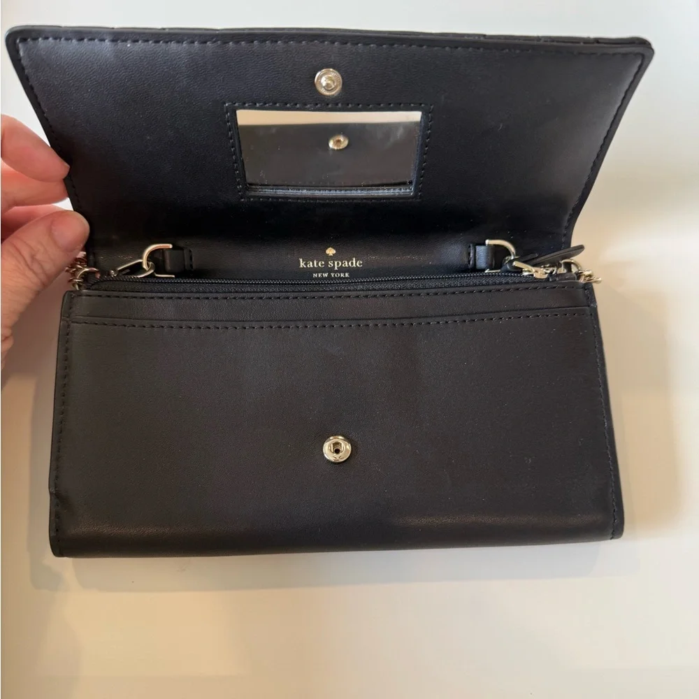 Kate Spade Briar Lane Black Quilted Wallet on Chain/ Clutch - Picture 2 of 4